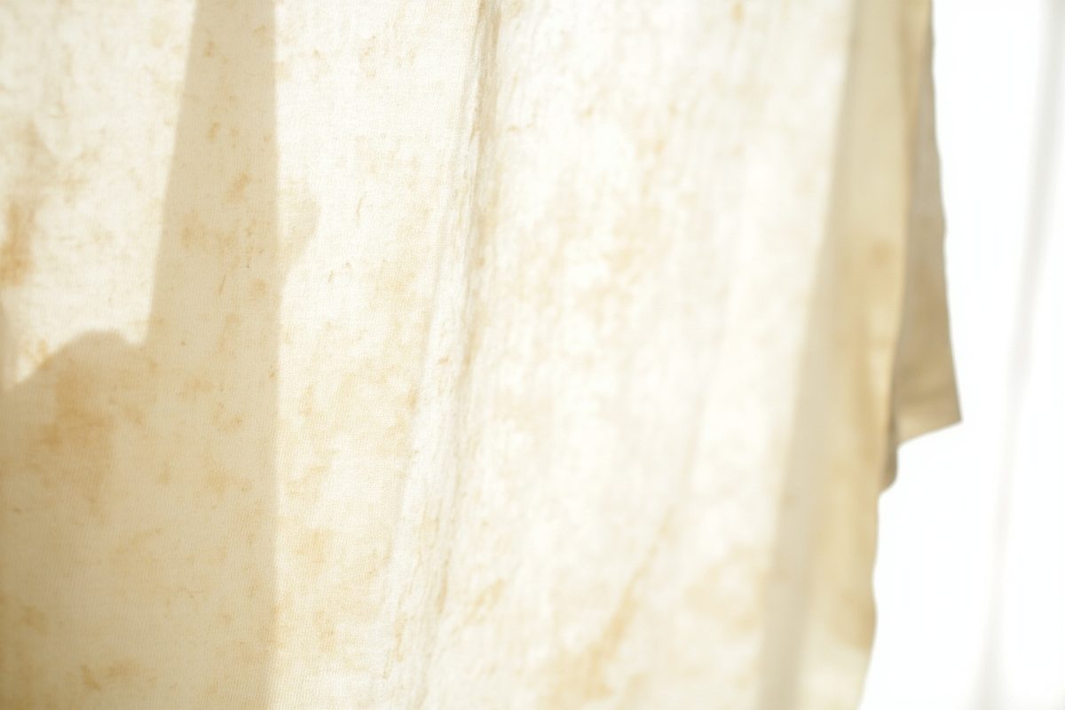 Plain pale cotton backlit against a bright window, with lighter translucent areas showing through the cloth.